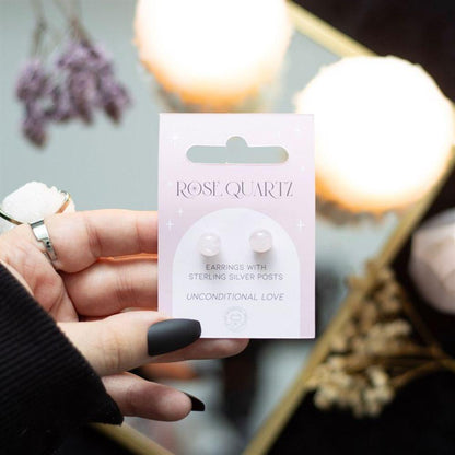 Rose Quartz Semi Precious Crystal Earrings - DuvetDay.co.uk