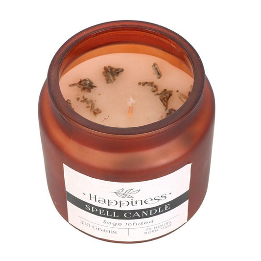 Sage Infused Happiness Spell Candle - DuvetDay.co.uk