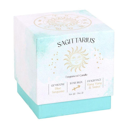 Sagittarius Ylang Ylang & Amber Gemstone Zodiac Candle - DuvetDay.co.uk