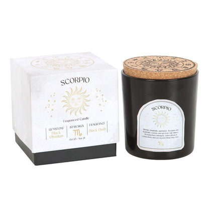 Scorpio Black Oudh Gemstone Zodiac Candle - DuvetDay.co.uk