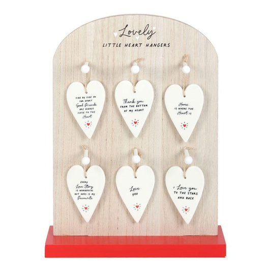 Set of 24 Heart Ceramic Mini Signs on Display - DuvetDay.co.uk