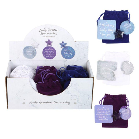 Set of 24 Lucky Crystal Stars in Display - DuvetDay.co.uk