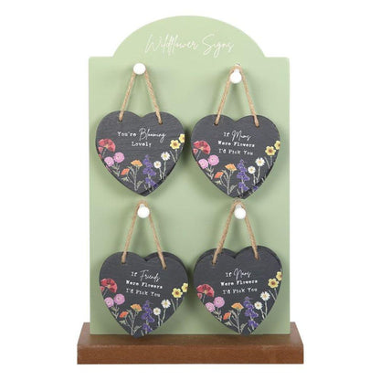 Set of 24 Wildflower Slate Hearts on Display - DuvetDay.co.uk