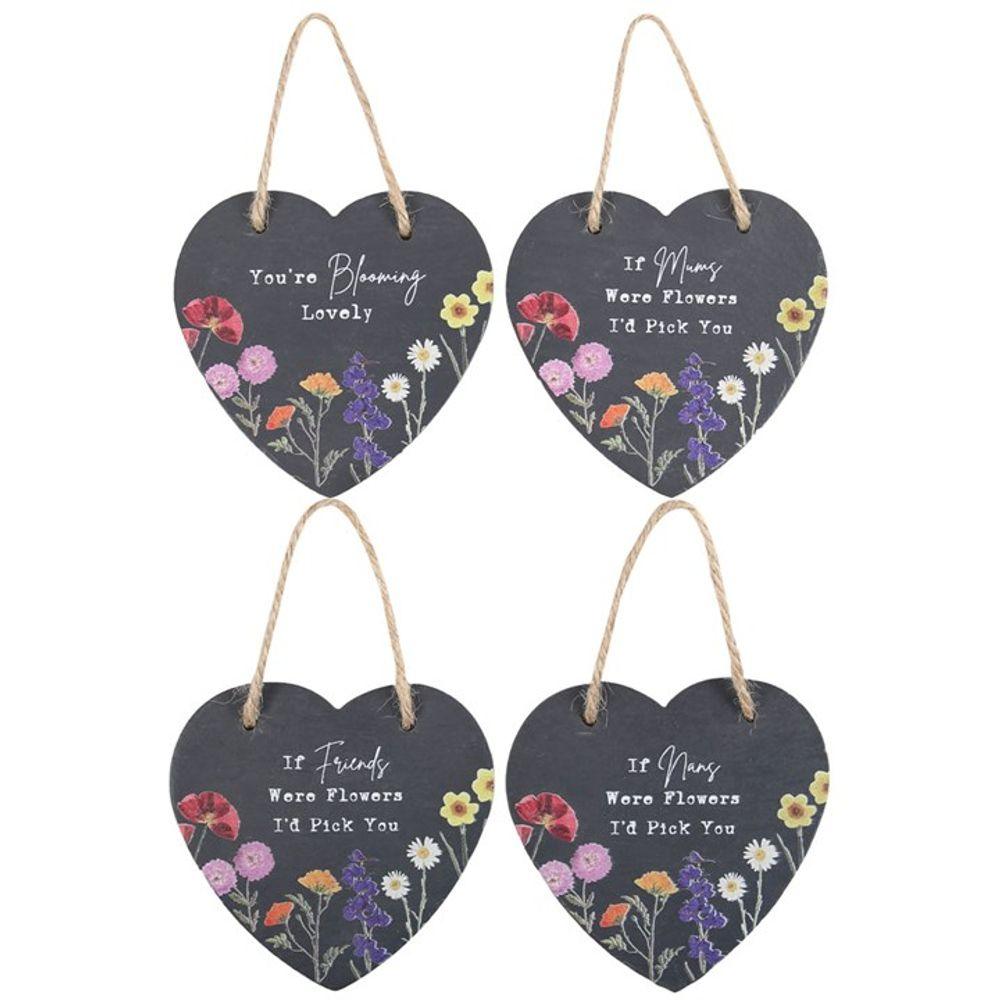 Set of 24 Wildflower Slate Hearts on Display - DuvetDay.co.uk