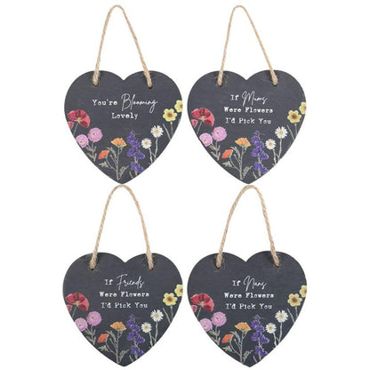 Set of 24 Wildflower Slate Hearts on Display - DuvetDay.co.uk