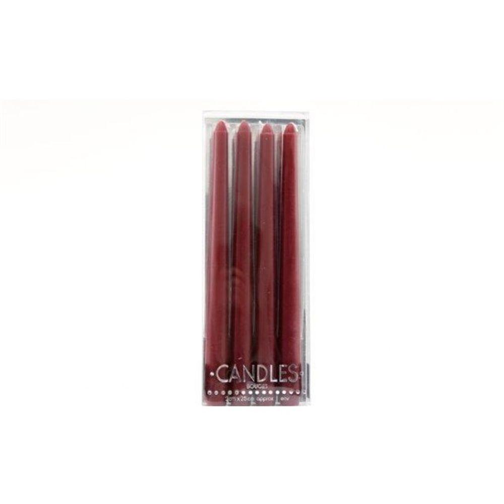Set of 4 25cm Red Taper Candles - DuvetDay.co.uk