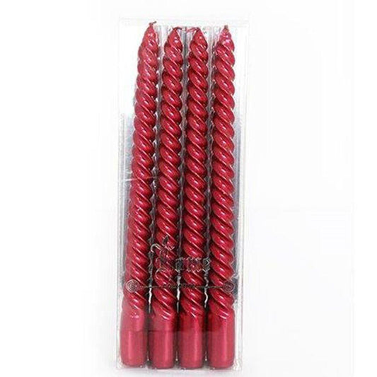 Set of 4 Red Twist Taper Candles - DuvetDay.co.uk