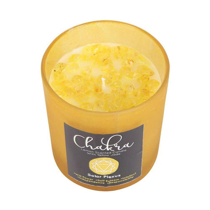 Solar Plexus Chakra Lemon Crystal Chip Candle - DuvetDay.co.uk