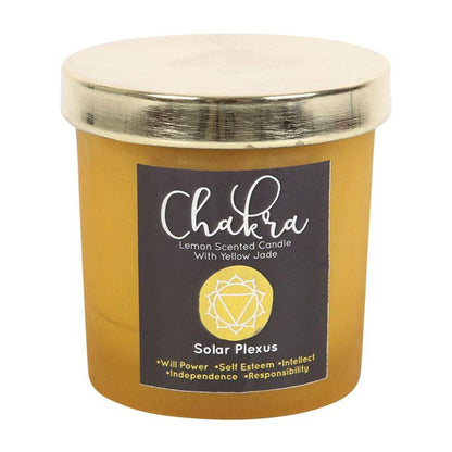 Solar Plexus Chakra Lemon Crystal Chip Candle - DuvetDay.co.uk