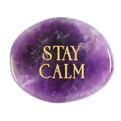 Stay Calm Amethyst Crystal Palm Stone - DuvetDay.co.uk