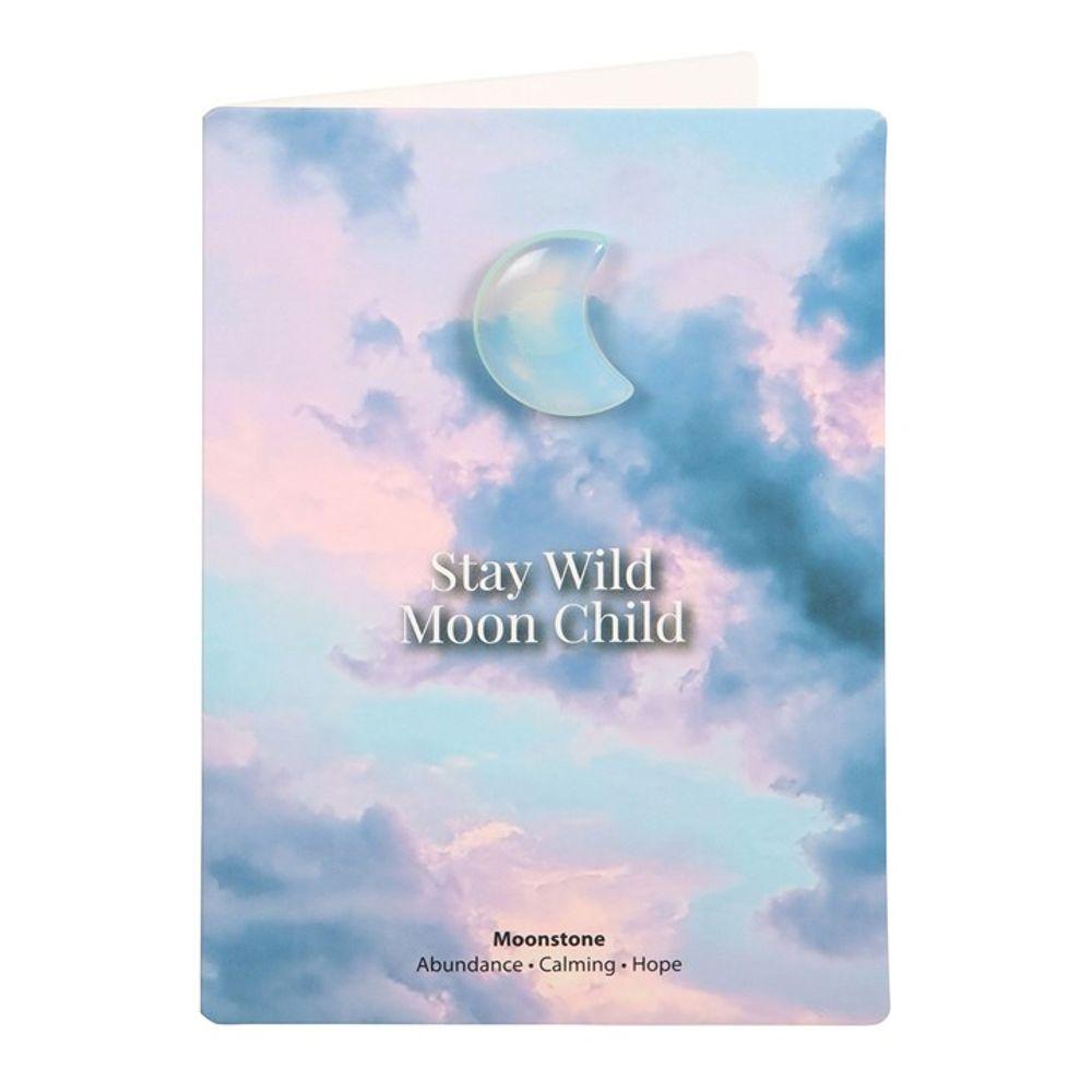 Stay Wild Moonstone Crystal Moon Greeting Card - DuvetDay.co.uk