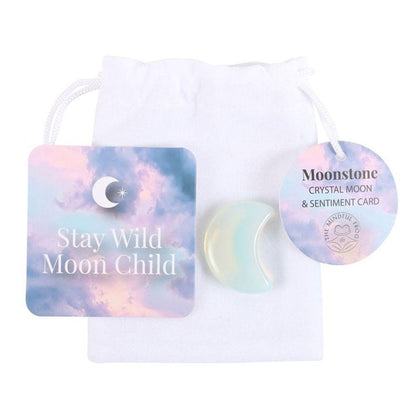 Stay Wild Moonstone Crystal Moon in a Bag - DuvetDay.co.uk