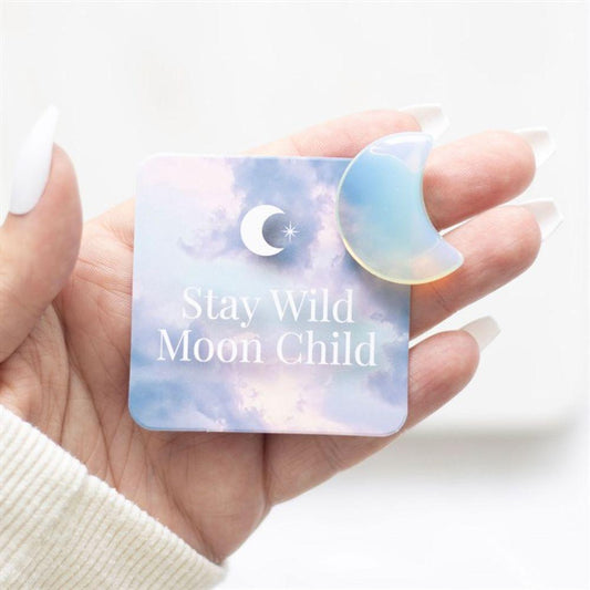 Stay Wild Moonstone Crystal Moon in a Bag - DuvetDay.co.uk