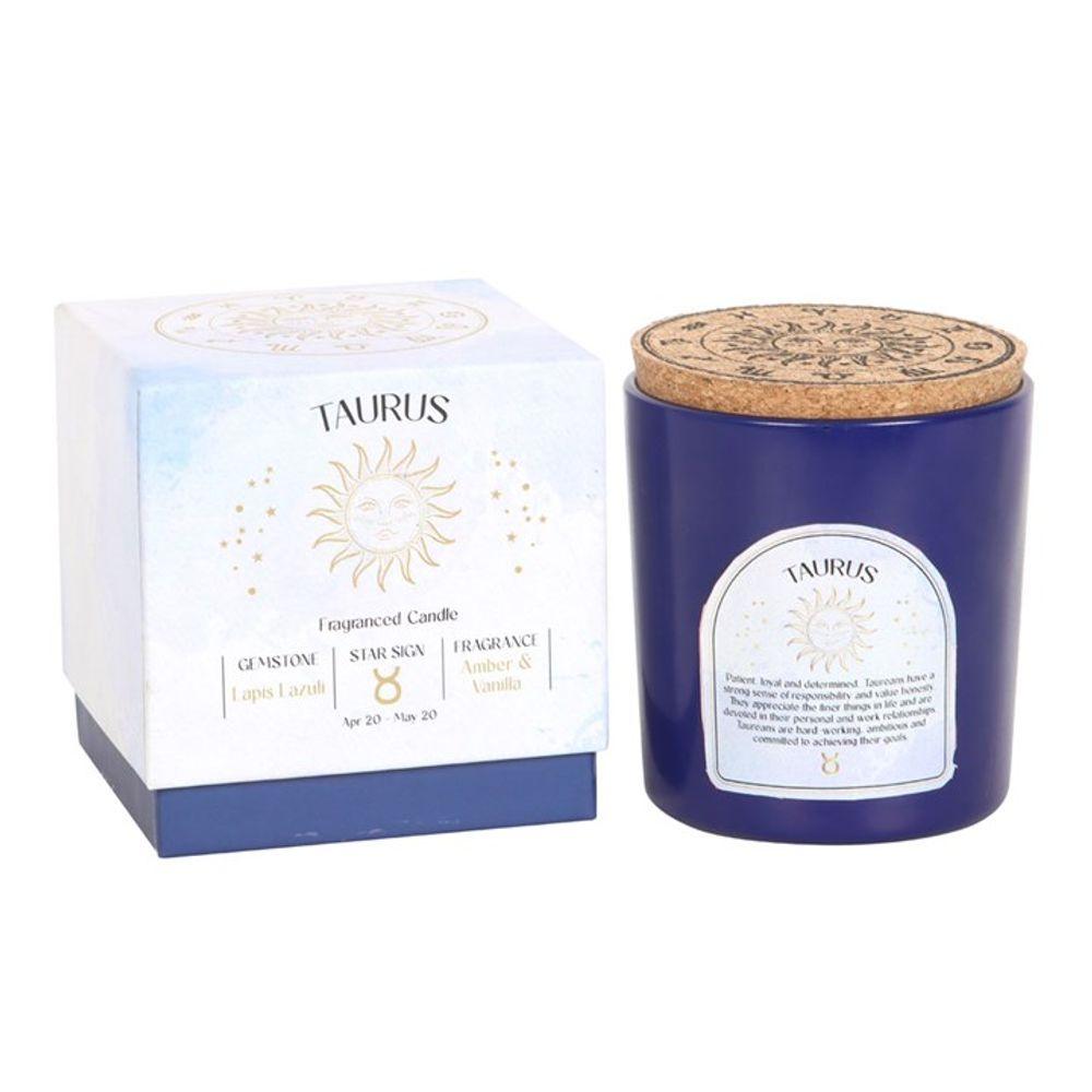 Taurus Amber & Vanilla Gemstone Zodiac Candle - DuvetDay.co.uk