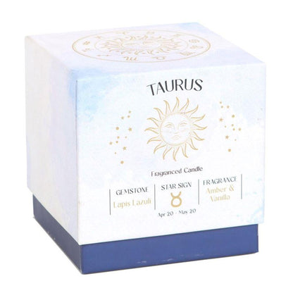 Taurus Amber & Vanilla Gemstone Zodiac Candle - DuvetDay.co.uk