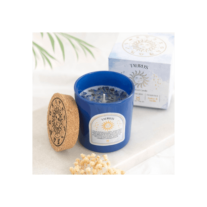 Taurus Amber & Vanilla Gemstone Zodiac Candle - DuvetDay.co.uk