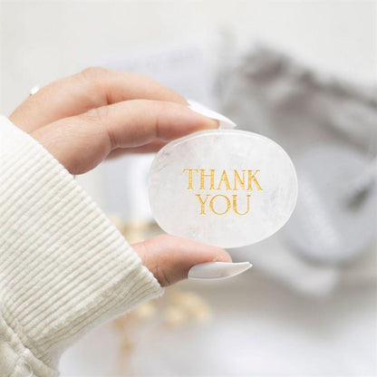 Thank You Clear Quartz Crystal Palm Stone - DuvetDay.co.uk