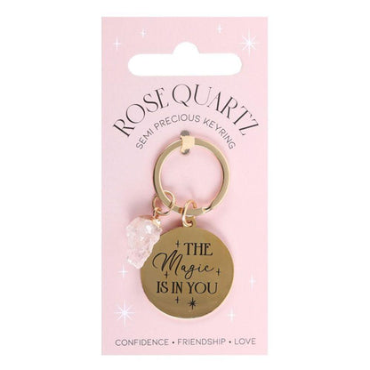The Magic Is In You Rose Quartz Crystal Keyring - DuvetDay.co.uk
