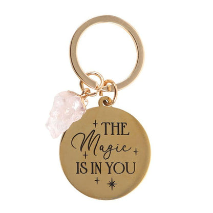 The Magic Is In You Rose Quartz Crystal Keyring - DuvetDay.co.uk