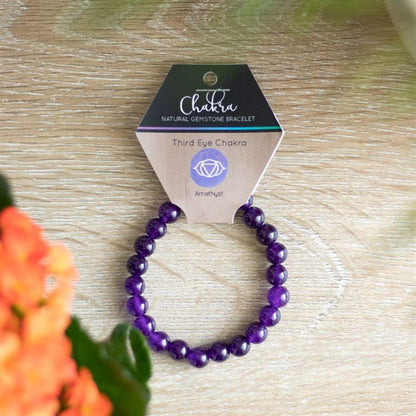 Third Eye Chakra Amethyst Gemstone Bracelet - DuvetDay.co.uk