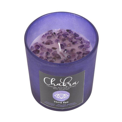 Third Eye Chakra Lavender Crystal Chip Candle - DuvetDay.co.uk