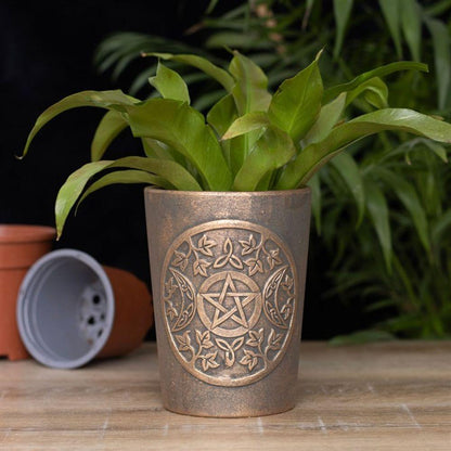 Triple Moon Bronze Terracotta Plant Pot by Lisa Parker - DuvetDay.co.uk
