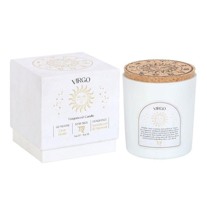 Virgo Sandalwood & Patchouli Gemstone Zodiac Candle - DuvetDay.co.uk