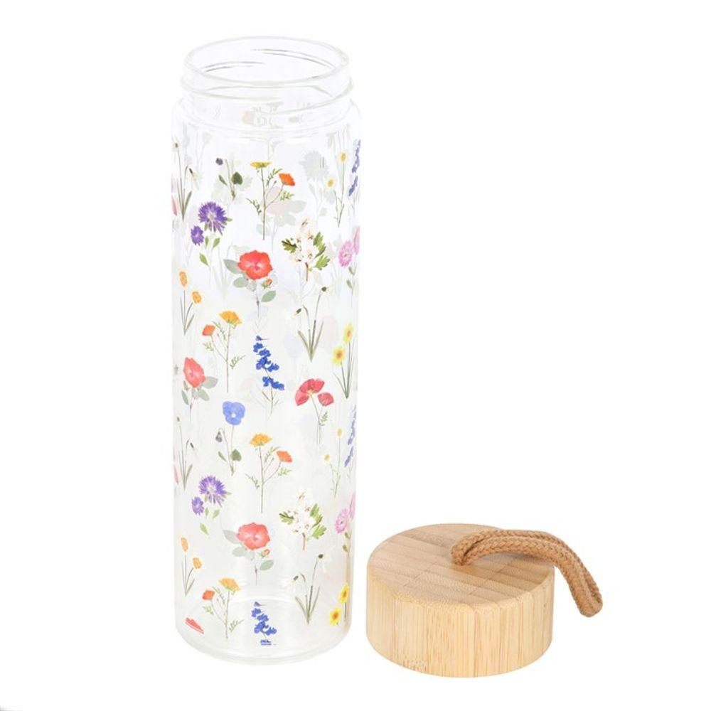 Wildflower Glass And Bamboo Water Bottle - DuvetDay.co.uk