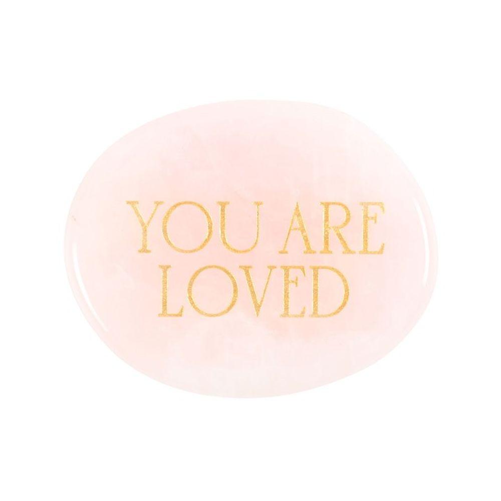 You Are Loved Rose Quartz Crystal Palm Stone - DuvetDay.co.uk