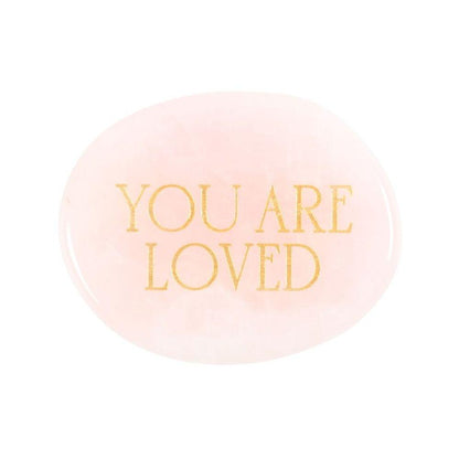 You Are Loved Rose Quartz Crystal Palm Stone - DuvetDay.co.uk