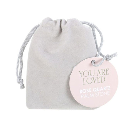 You Are Loved Rose Quartz Crystal Palm Stone - DuvetDay.co.uk