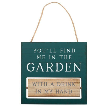 You'll Find Me in the Garden Reversible Hanging Sign - DuvetDay.co.uk