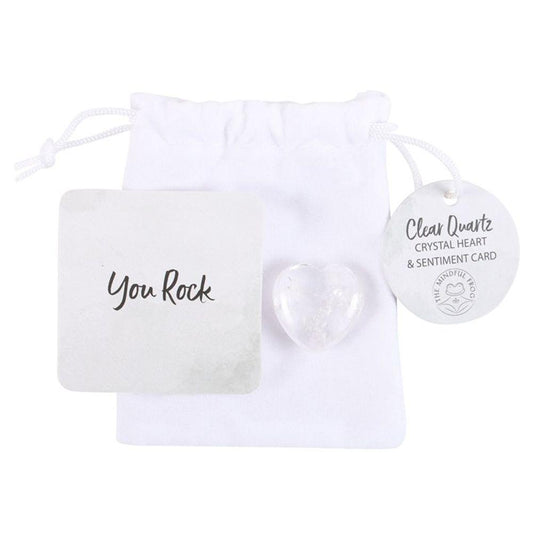 You Rock Clear Quartz Crystal Heart in a Bag - DuvetDay.co.uk